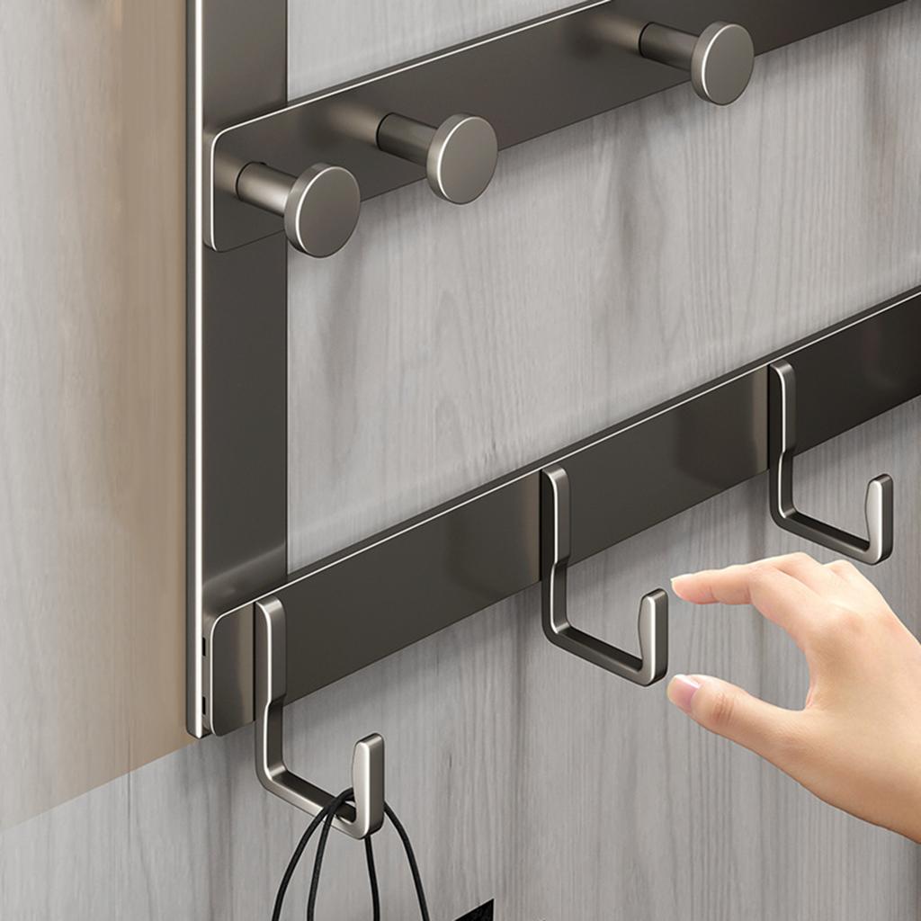 Bathroom Over the Door Hooks Coat Hanging Rack 13 Hooks Punch-free Clothes Hat Towel Hanger Organizer Rack Aluminum