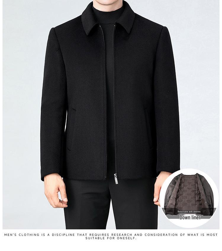 Brand Men's 2025 Autumn/Winter Wool Coat - Lapel, Detachable Down Lining, Double-Faced Wool Overcoat.