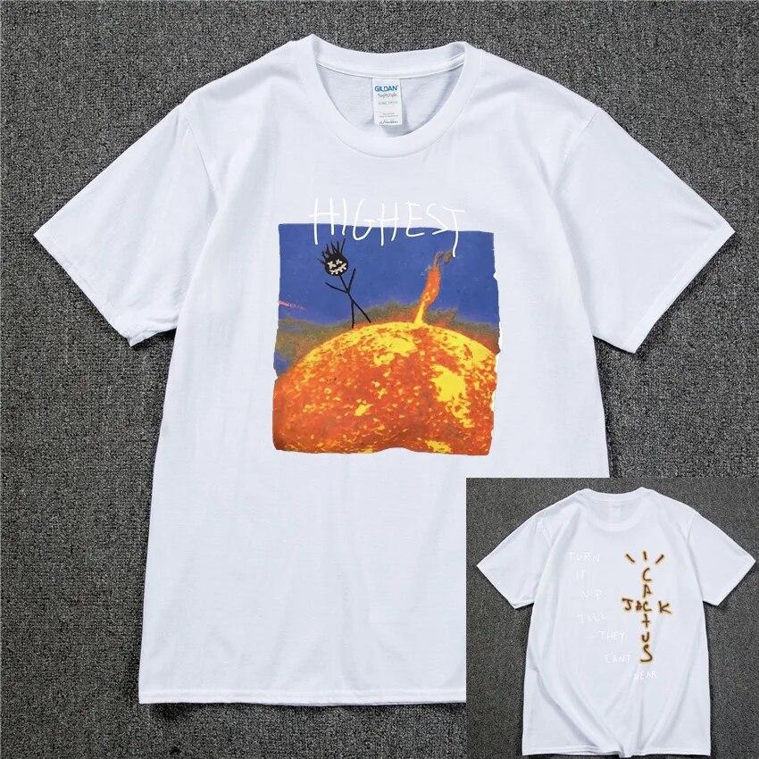 2022 Brand New Cactus Jack Luxury Unisex Cotton T Shirt Hip Hop Unisex Women Print Couple Lovers Harajuku T-Shirts Rainbow Tshirt