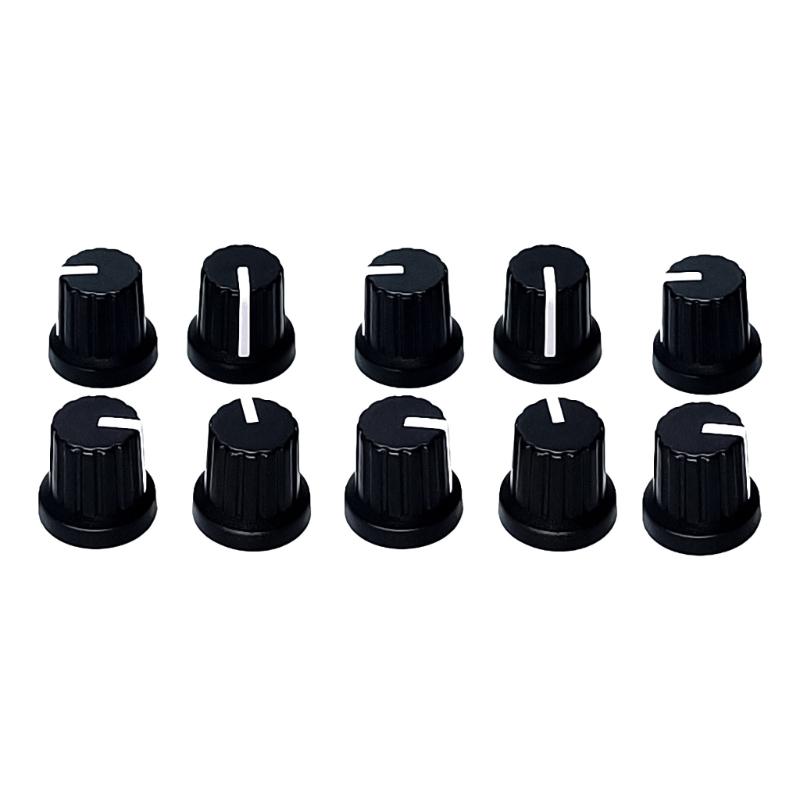 10Pcs Electronic Control Potentiometer Knob 6mm Knurled Shaft Hole Volumes Control Knob Plastic Electric Guitar Knobs
