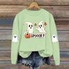 Dame Moteable Casual Langermet Halloween Trykket Rundhals Topp