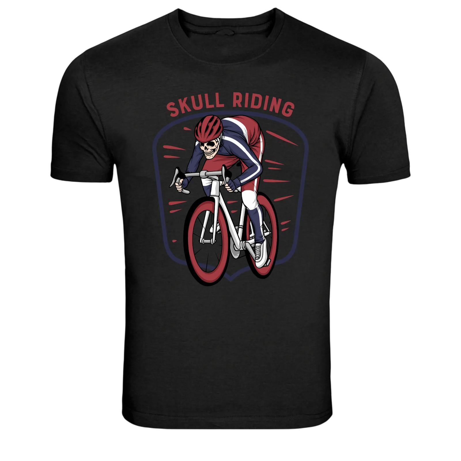 Skull Riding Bicycle Cyclist Graphic T-Shirt XXL