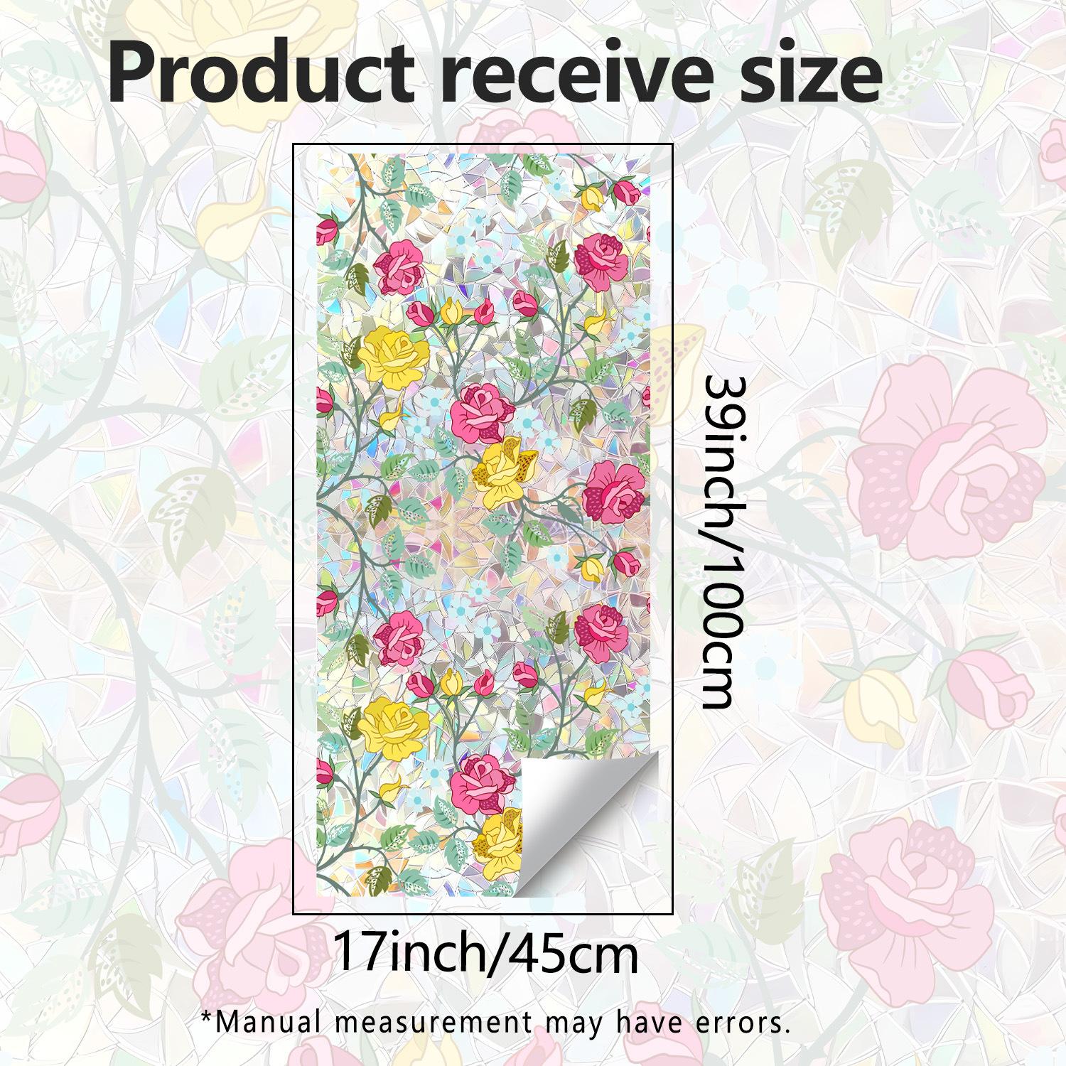 

Creative Colored Glass Rose Self-adhesive Waterproof Kitchen Bathroom Window Beautification Sticker
