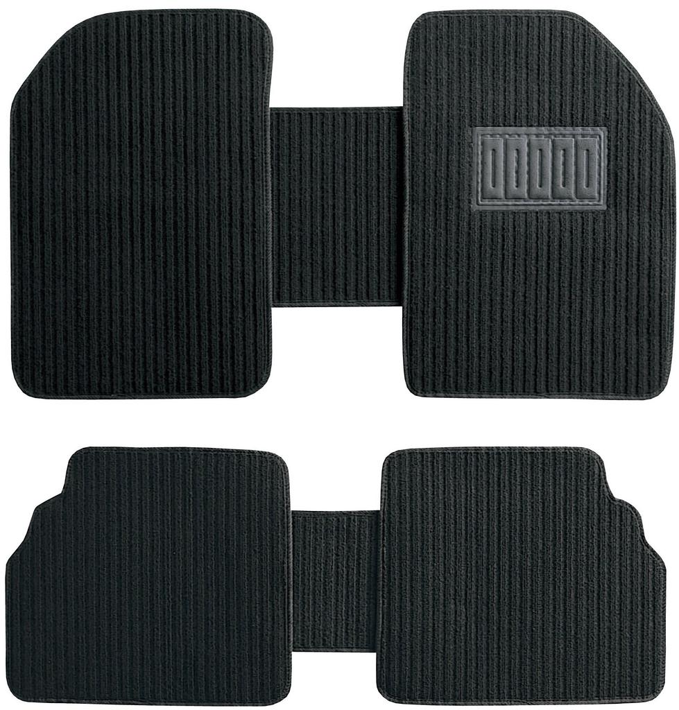 BONFORM Striped Car Mats for Kei Full Set of with Heel and Full Cars, 6, Anti-Slip Pads, K-Bench Set, Black, 6274-36BK