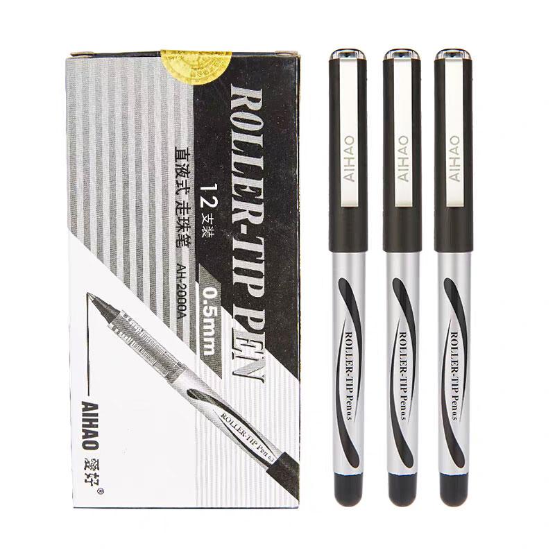 

12pcs Direct Liquid Rollerball Pens Signature Pen Water-based Pen Student Gel Pen Bullet Tip 0.5mm Black Pens Office Supplies 12pcs чорний