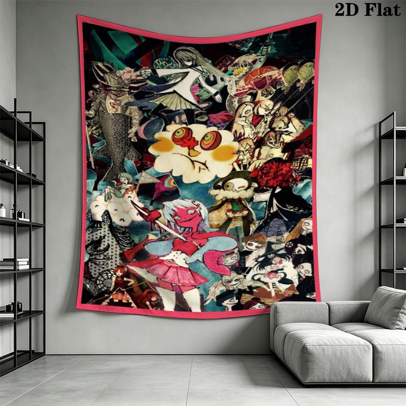 Puella Magi Madoka Magica Wall Tapestry Aesthetic Wall Hanging Printed Fabric Blanket Decorative Tapestries for Bedroom Living Room Home Decor