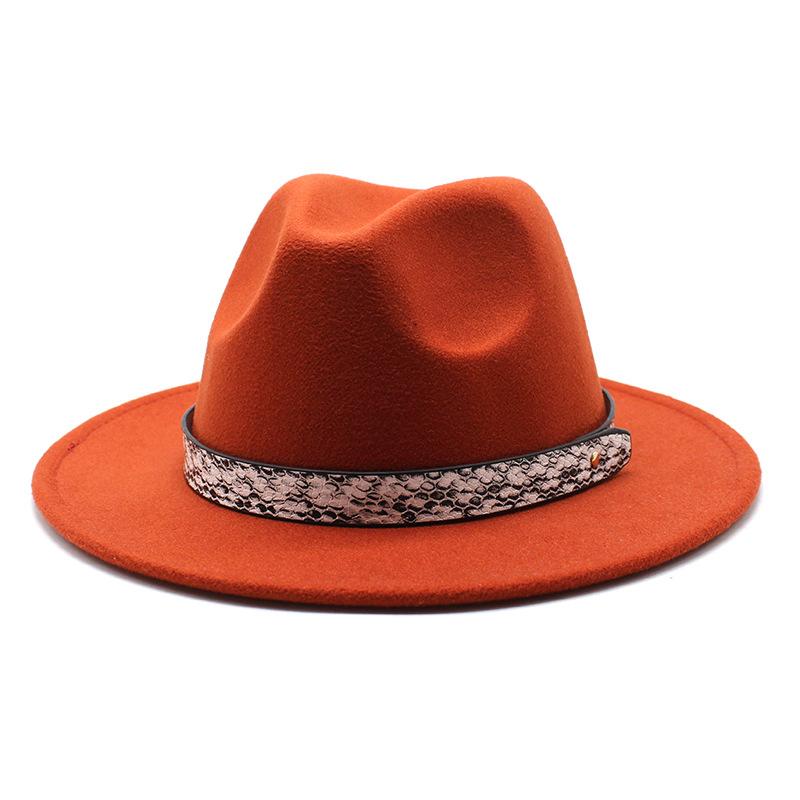 Seasonal White Big Eaves Hat Flat Edge Top Hat Men'S And Women'S Woolen Jazz Hat Lmn173