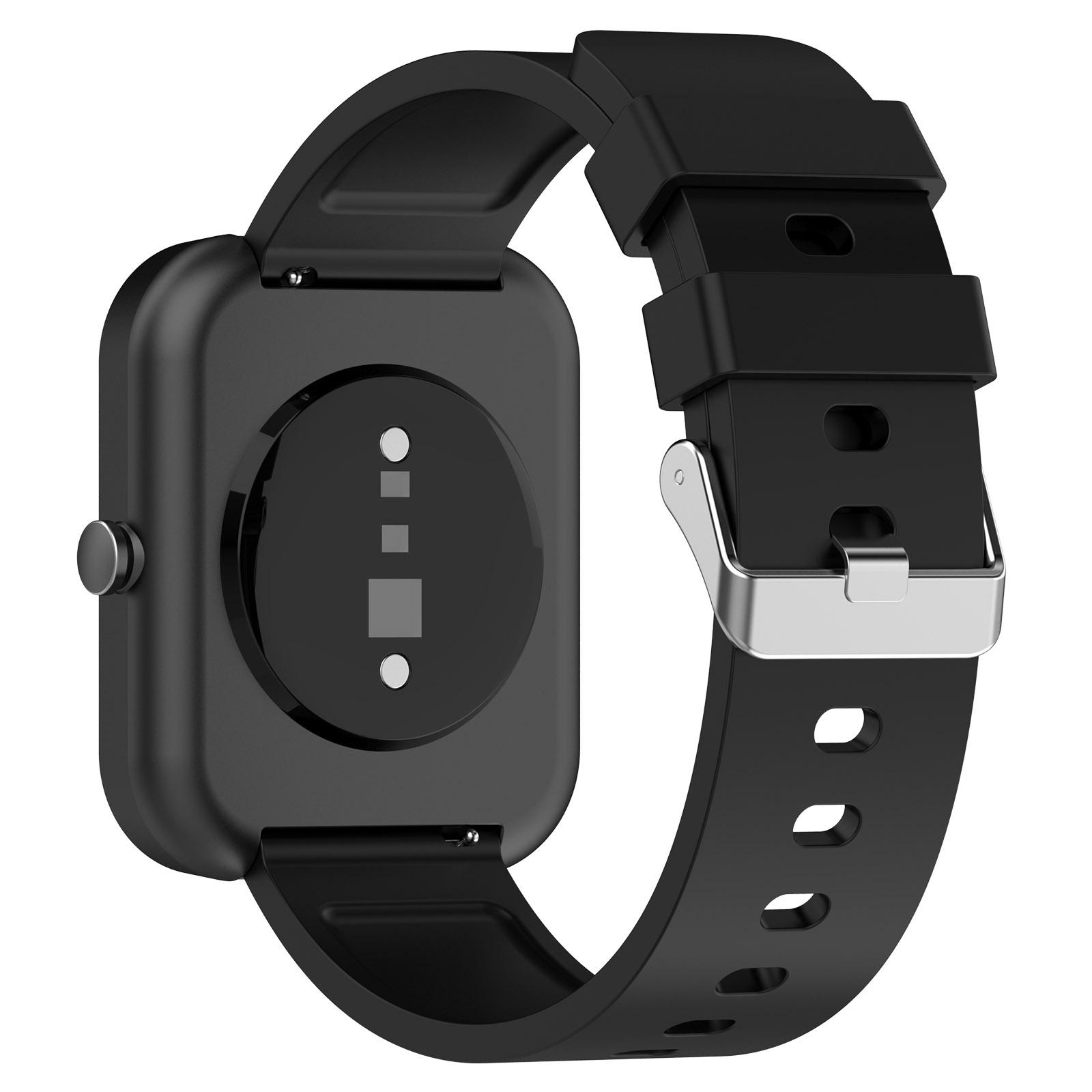 

For OnePlus Nord Watch Silicone Watch Strap Adjustable Watch Band with Silver Stainless Steel Buckle Black