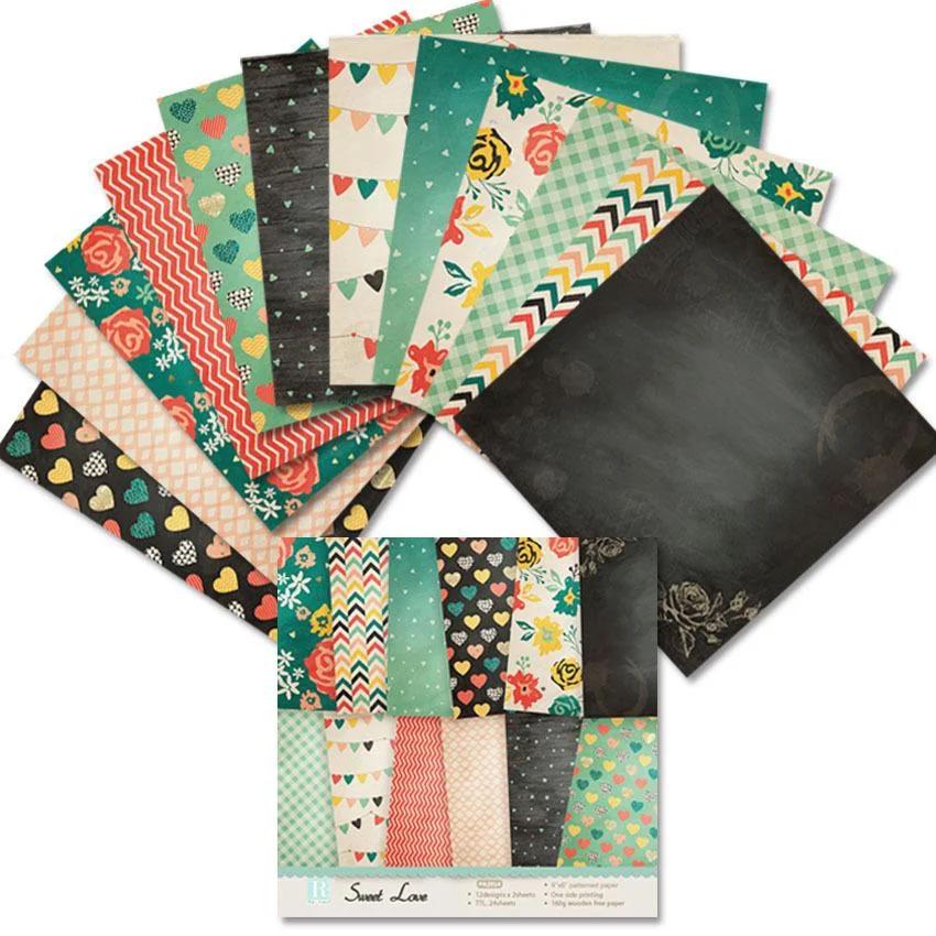 Photo Album Scrapbook Journal Account Card Background Paper 6 Inch Sweet Love Theme Animals Pattern  9 Styles 24 Sheets
