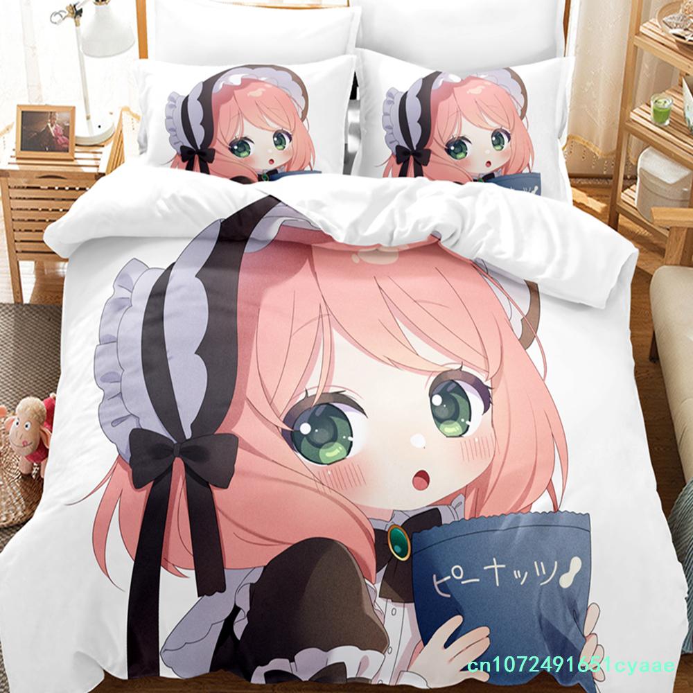 SPY×FAMILY Bedding Set Anime Anya Forger Quilt Cover Single Double Size With Pillowcase Boys Girls Bedspread