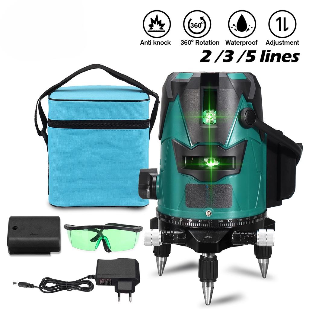 2/3/5 Lines Self-Leveling Laser Level 360° Rotatable Indoor Outdoor Green Radius Alternating Direct Horizontal Vertical Measuring Instruments