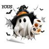 Cute Ghost Bathroom Wall Murals Halloween Toilet Seat Cover Stickers, Scary 3D Crack Skeleton Creative Tank Decorations Lid Decals, Waterproof