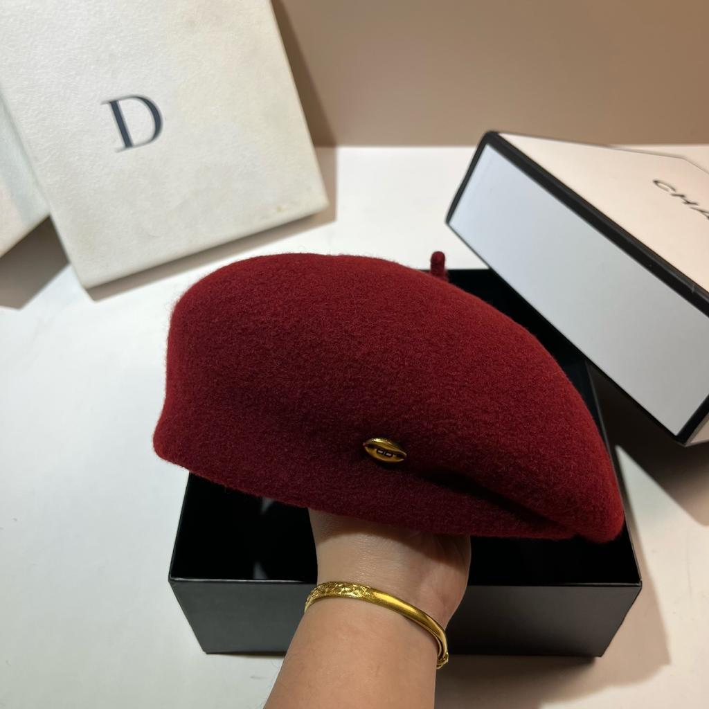 Granular Wool Shaped Beret Japanese Three-Dimensional Edge Pressing Irregular Temperament Large Print Painter Hat Versatile