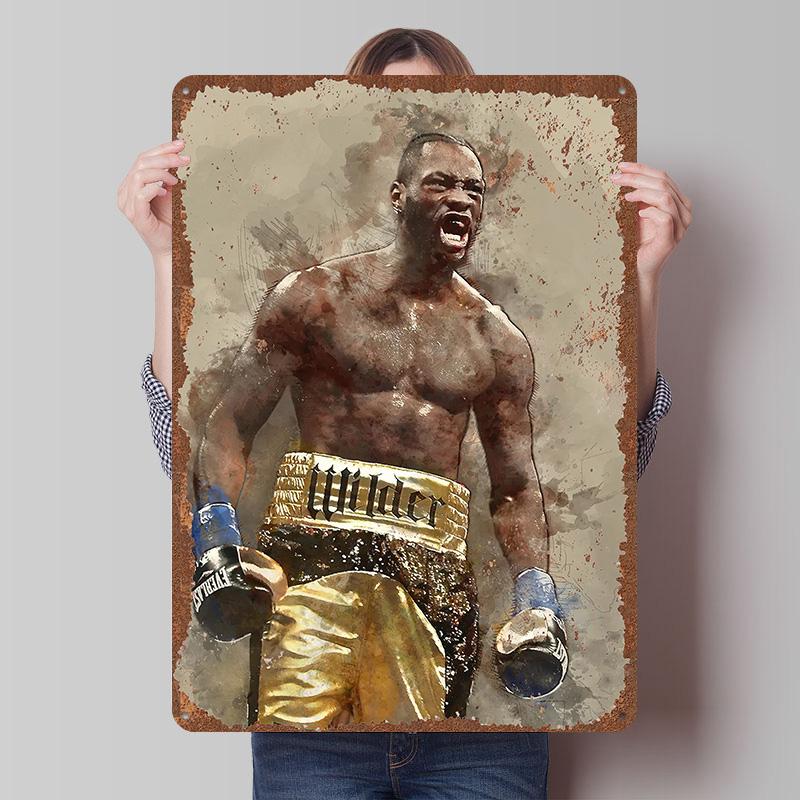 Deontay Wilder Boxer Metal Posters Custom Vintage Metal Signs Wall Art Tin Plaque for Man Cave Bedroom Decorations Home Decor