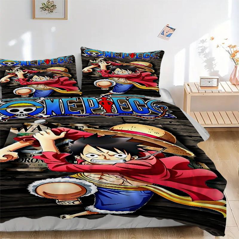 3pc Luffy One Piece Bedding Set Guest Room Bedroom Decor Christmas Halloween Decor Gifts- All Seasons (No Insert)a1013097