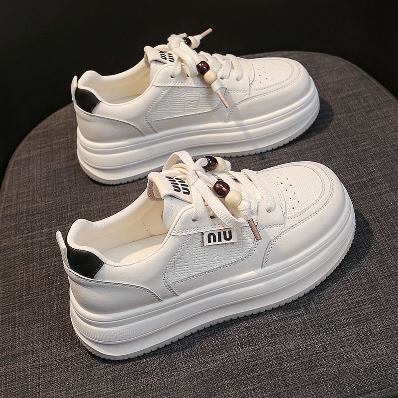 Nouvelles chaussures à plateforme compensées style muffin, semelles épaisses, légères, pour le printemps et l'automne, semelles souples, surface en cuir respirante, pour étudiants