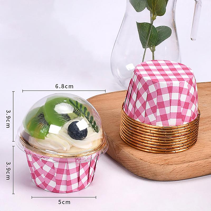 

10 шт. формочек для кексов с прозрачной крышкой, фольга, форма для выпечки, бумажные формочки для кексов, кексов, кондитерские принадлежности для выпечки розовый