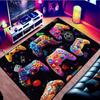 3D Neon Gaming Controller Carpet Full Coverage Rug Mat for Home Decoration Glowing Joystick Pattern Gaming Room Floor Decor