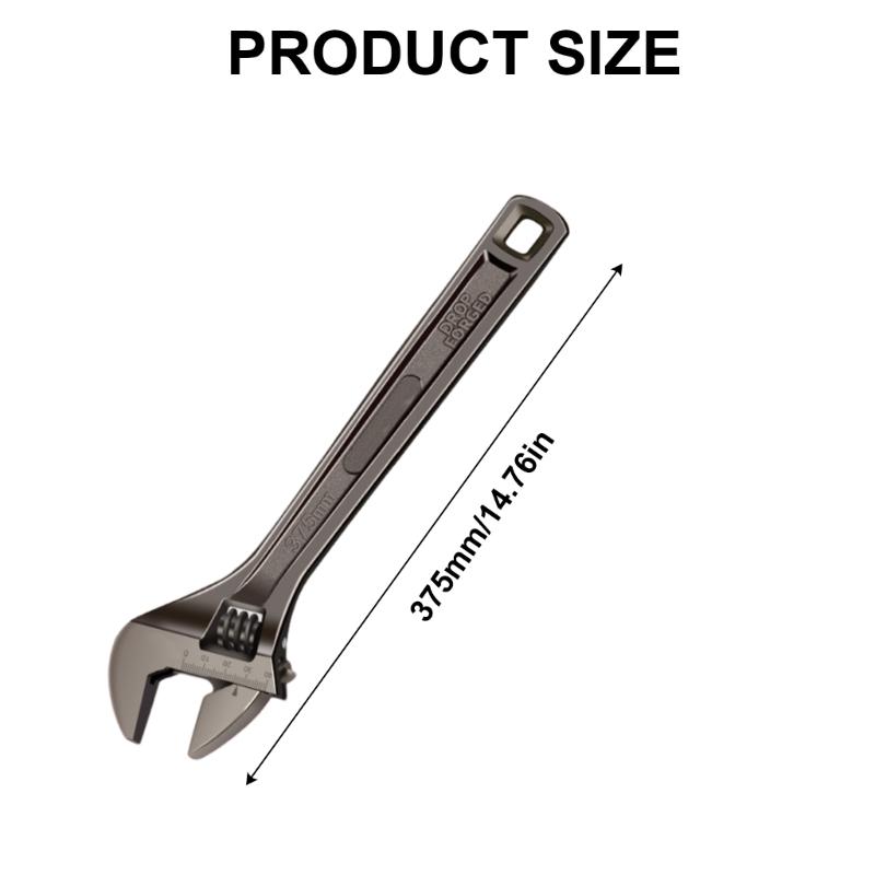 8-18inch Adjustable Wrench Wide Jaw Opening Precise Jaw Design Grips Measurement Scales Engraved On the Tool