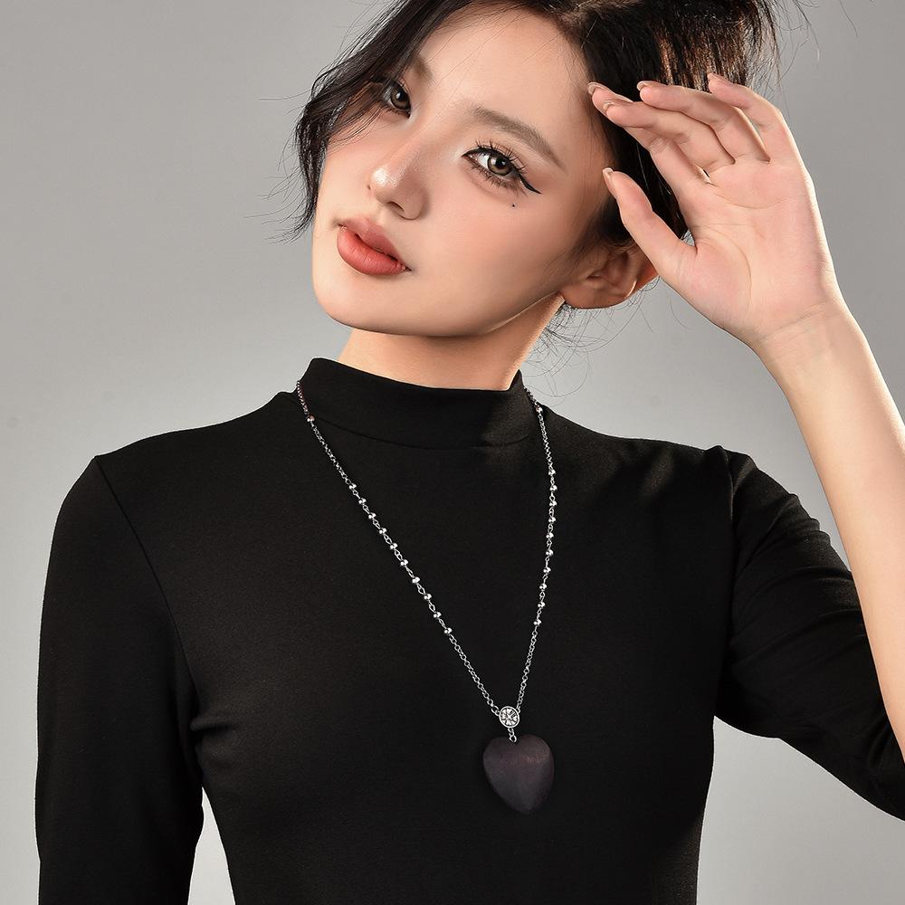 Wooden Wood Love Long Autumn And Winter Necklace Women'S Fashion Versatile Bead Chain Sweater Chain