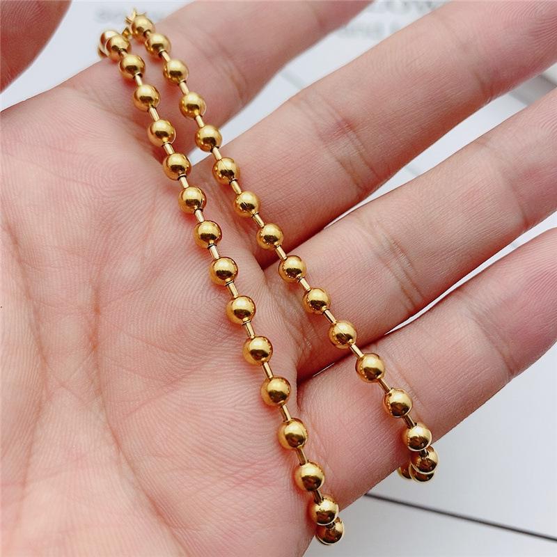 2023 Korean Style Gold Bead Titanium Steel Necklace for Women - Elegant Short Collarbone Chain