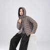 Winter Comfortable White Duck Down Hooded Top Women's Fashion Quilting Line Loose Hem Warm Down Jacket