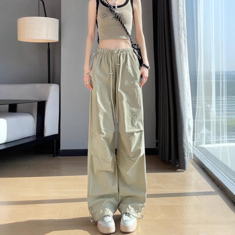 Damen High Waist Schwarze Schnelltrocknende Cargohose - Schlankmachend, Locker, Mit Bündchen, Lässiger Stil