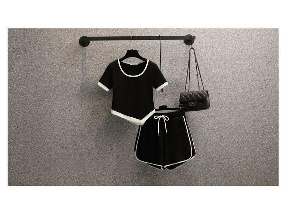 Plus Size Women's Summer Fashion Slimming Set: Irregular Top & Sports Shorts