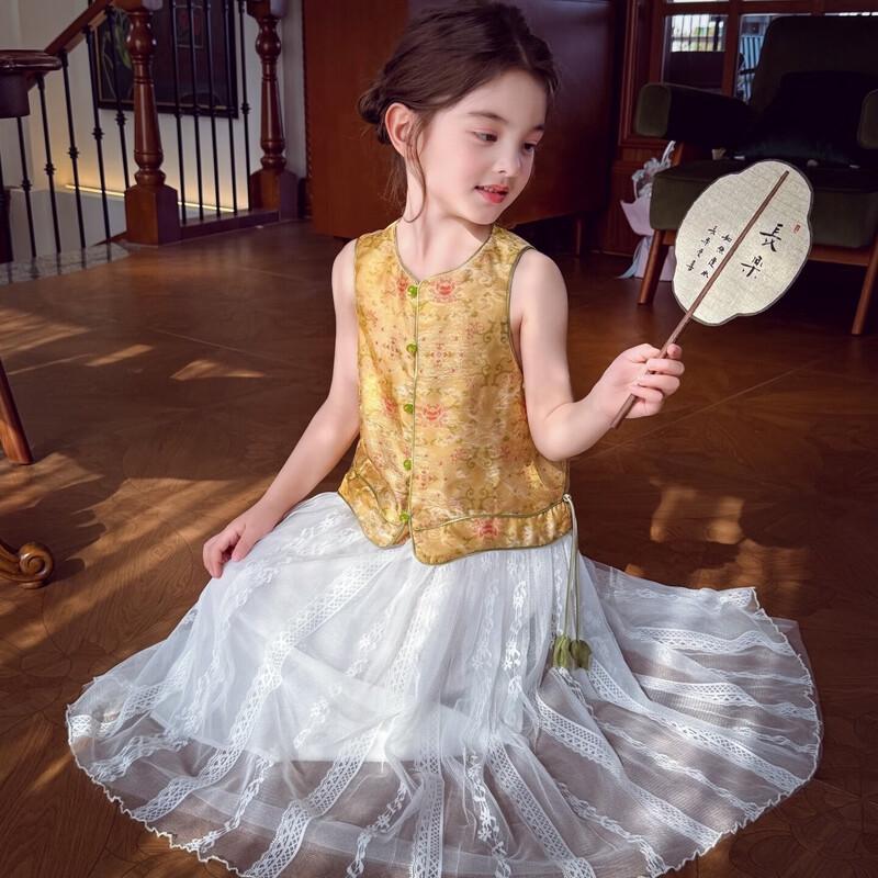 MIMIHELLO Girls  Hanfu New Chinese Style Two-Piece Set L