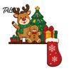 Holiday Wall Accents for Home Wooden Christmas Door Topper Stickers, Seasonal Frame Decoration, L-shaped Corner Sign Decorations Decor, Festive