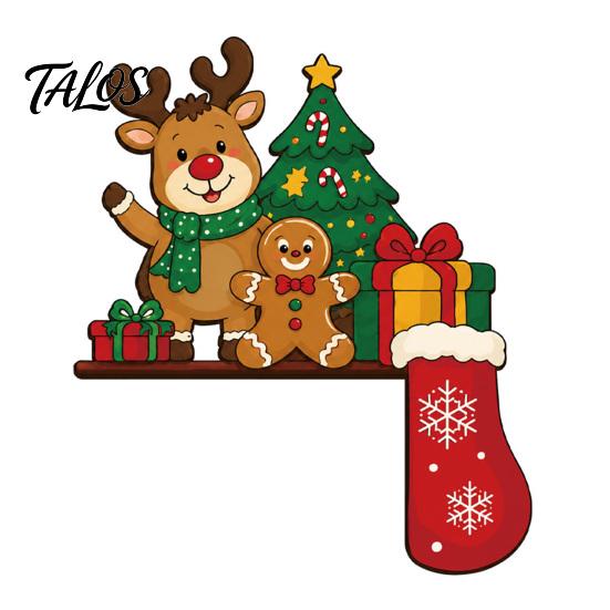 Holiday Wall Accents for Home Wooden Christmas Door Topper Stickers, Seasonal Frame Decoration, L-shaped Corner Sign Decorations Decor, Festive