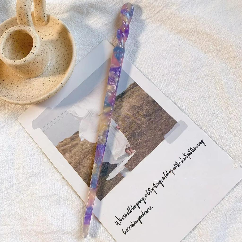 Čínský styl květinový tisk vlasové tyčinky vintage acetátové pryskyřice dámské sponky do vlasů klip pin pokrývky hlavy svatební šperky doplňky