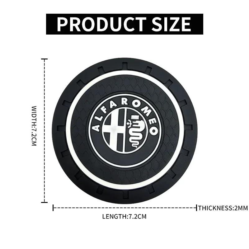 1/2Pcs Car Coasters Water Cup Holder Pads Cup Slot Non-Slip Mat Accessories For Alfa Romeo Sportiva 156 Stelvio Giulia Giulietta
