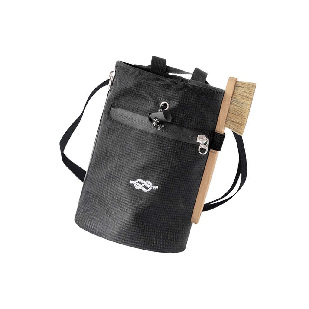 Climbing Chalk Bag Adjustable Waist Bag Strap Zipper Storage Pocket & Brush Holder Rock Climbing & Bouldering Chalk Bag