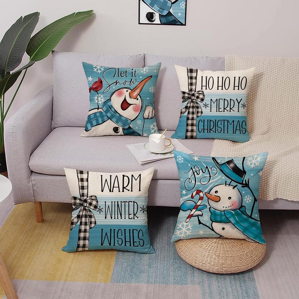 Merry Christmas Decoration Pillowcase Soft and Comfortable Snowman Pillow Cover Sofa Cushion Suite Home Decoration Gift