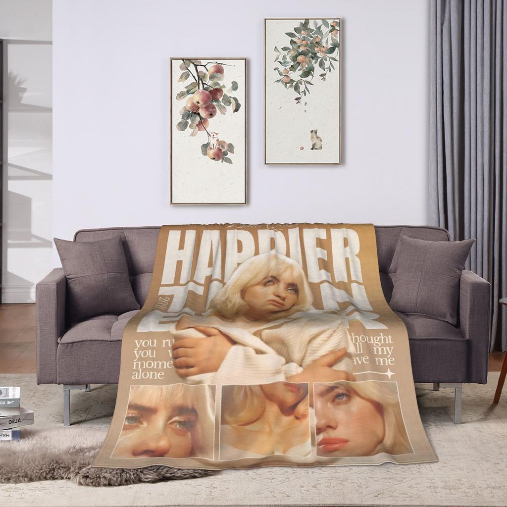 Aesthetic Bootleg B-Billies Eilish Hip Hop Blanket Fleece Decoration   Super Warm Throw Blankets for Sofa Office Bedspread
