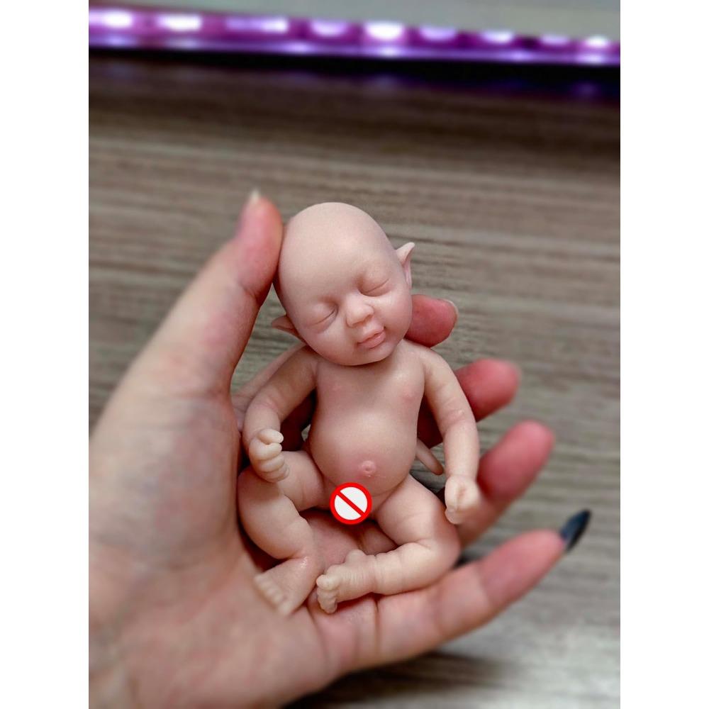 5" Mini Realistic Life Reborn Elf Doll,Lifelike Mini Reborn Doll Surprise Children Anti-Stress Relief with Feeding Accessories