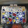 Large Blue Stone Evening Bag Rhinestone Clutch Purse Women Luxury Wedding Purse Bridal Party Formal Crystal Handbags Diamond