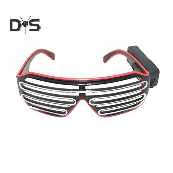 Óculos de sol de LED com fio de El, óculos de sol de neon para festa de rave, óculos de sol com obturador piscante, fantasias brilhantes de DJ para festivais de música dos anos 80