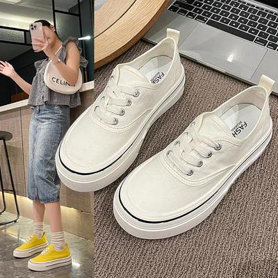 Damen Canvas Schuhe mit dicker Sohle Vielseitige Riemen und niedrig geschnittene lässige weiße Schuhe Zapatos De Mujer Designer Sneaker für Damen