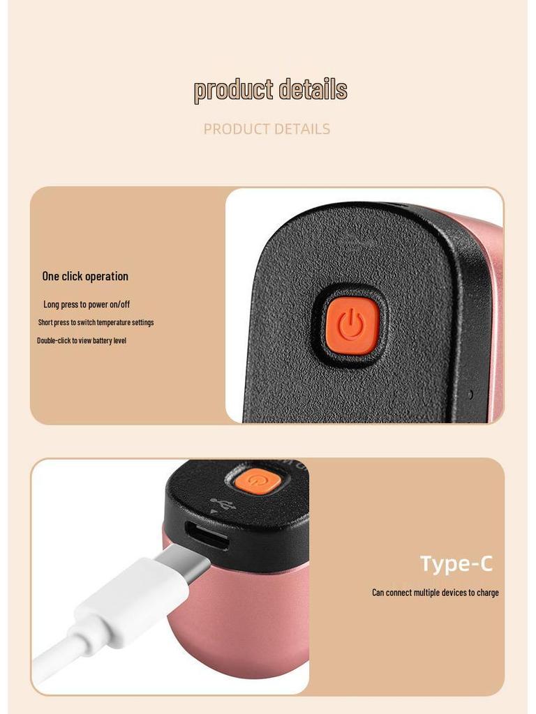 Quick Heat Magnetic Hand Warmer & Power Bank with Built-in Cable - Compact Storage & High Capacity