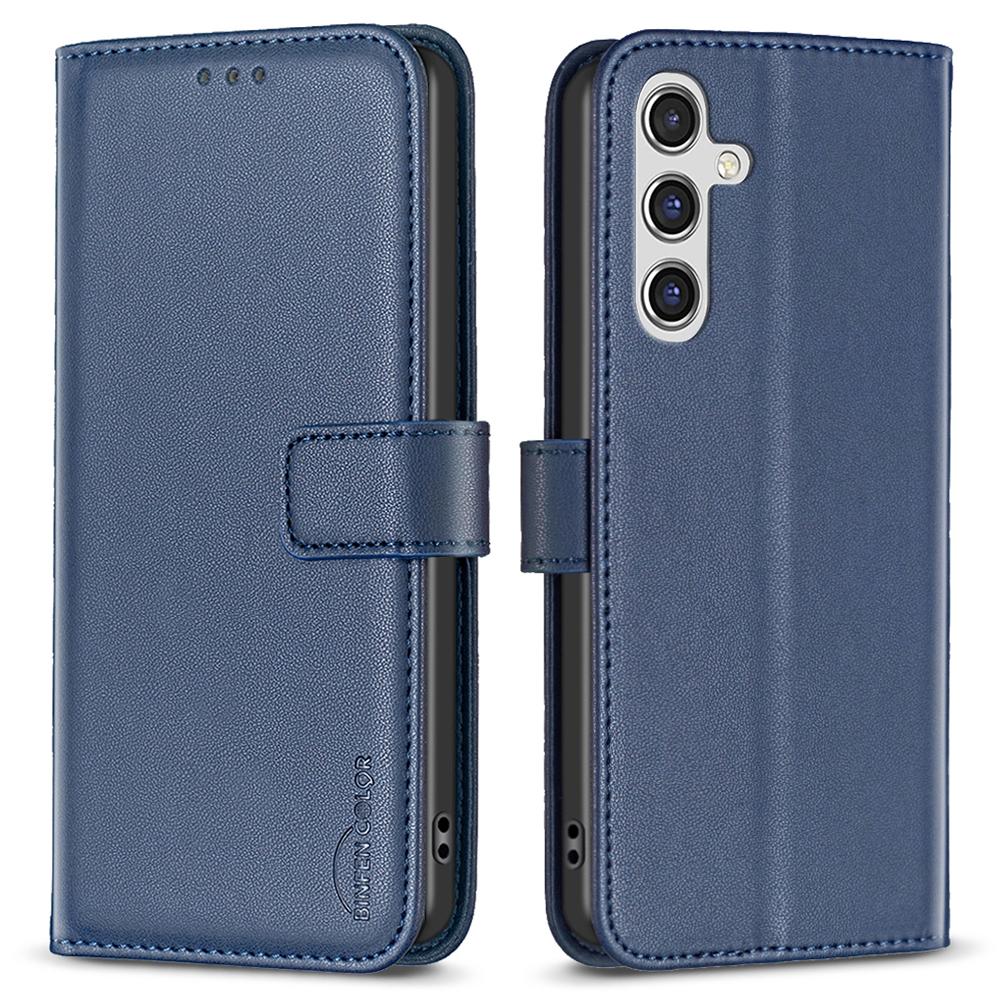 

BINFEN COLOR BF17 For Samsung Galaxy A55 5G Flip Case PU Leather All Inclusive Phone Cover Blue