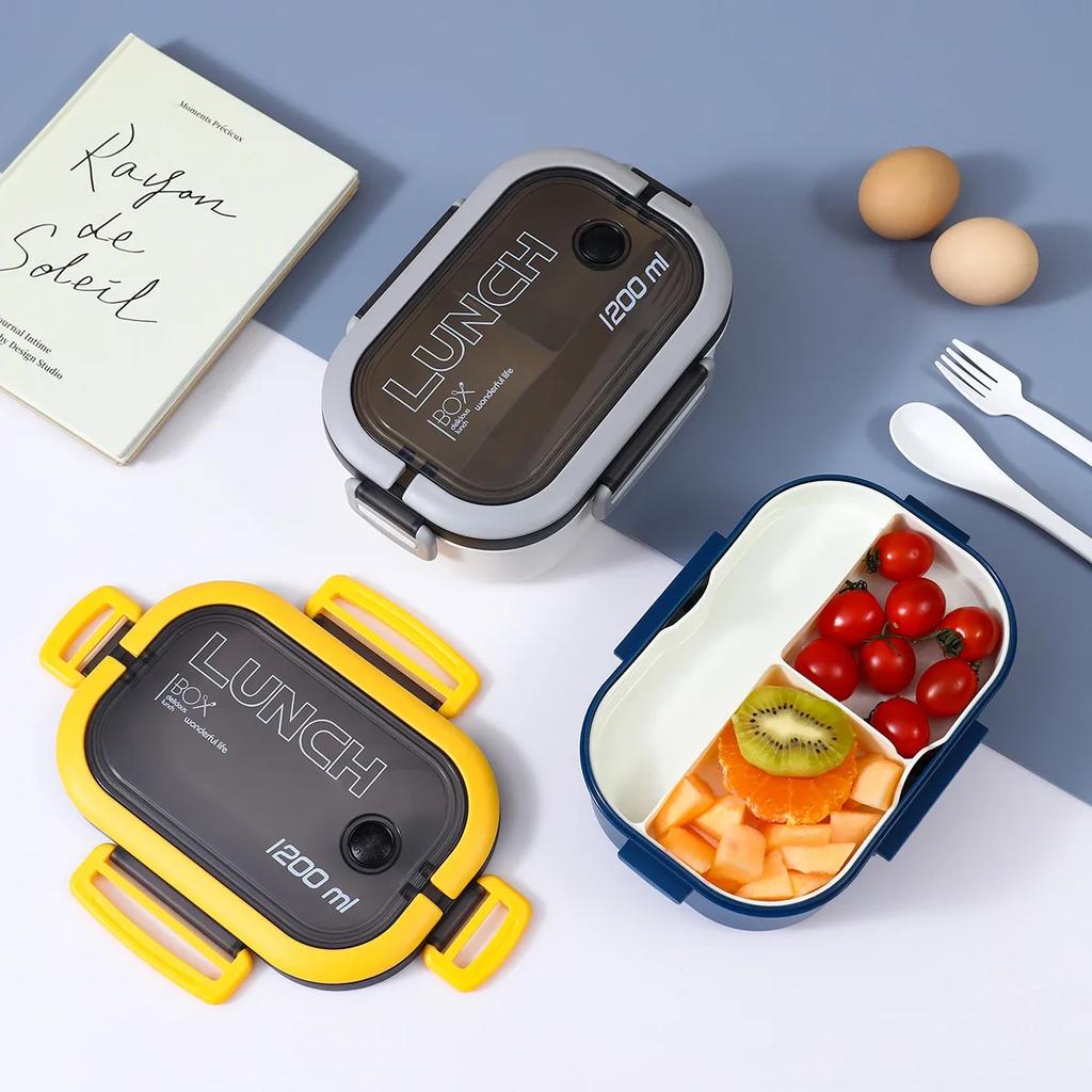 Double-layer Lunch Box Portable Compartment Fruit Food Box Microwave Lunch Box With Fork And Spoon Picnic Fresh Box