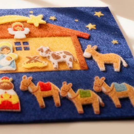 DIY Felt Nativity Scene Set Interactive Christmas Storyboard with Soft Figures Educational Religious Toy for Kids & Family Holiday Tradition