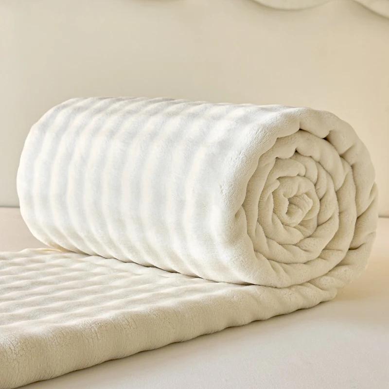 Plush Flat Bedsheet Skin-friendly Bed Linen Solid Color Flat Sheet Home Warm Blankets  (No Pillowcase)