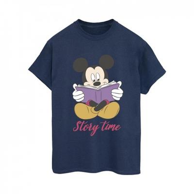 Damen Mickey Mouse Vorlesezeit Baumwoll-Boyfriend-T-Shirt