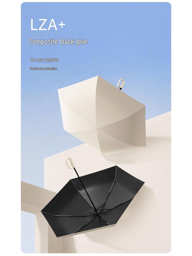Douyin Popular Portable Round Five-Fold UV Protection Dual-Use Umbrella
