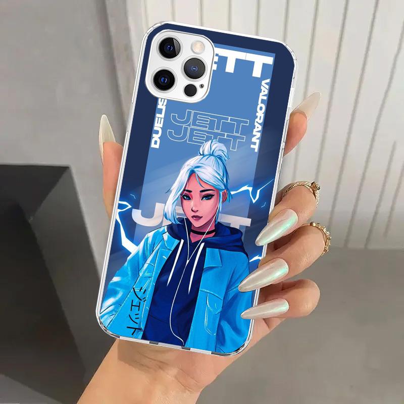 Valorant Jett Handyhülle für iPhone 17 Air 16 15 Plus 14 13 Mini 12 11 Pro Max 16E 7 8 SE 2020 Weiche Funda Druckschale 16 15 14 1