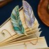 Gilded Vein Feather Metal Bookmark Metal Leaf Feather Retro Bookmark  Birthday Gift