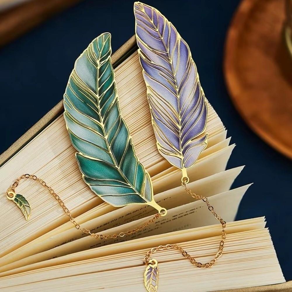 Gilded Vein Feather Metal Bookmark Metal Leaf Feather Retro Bookmark Birthday Gift